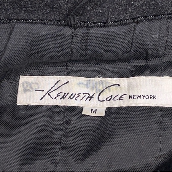 Medium Kenneth Cole Men’s Dark Grey/Black Wool Blend Peacoat Classic Lined Retro - Picture 12 of 14